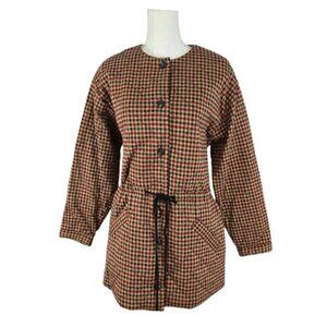 Women’s Houndstooth Quilted Jacket Drawstring Waist Size S